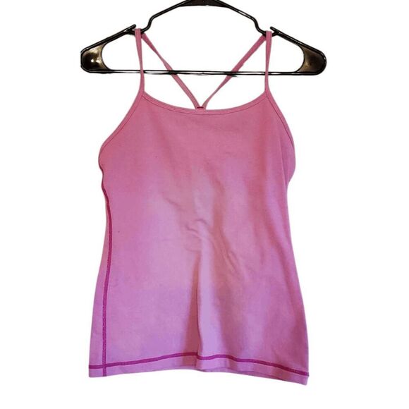 LULULEMON ATHLETICA Power Y Tank in Paris Pink White Microstripe Size 6 - Picture 2 of 4